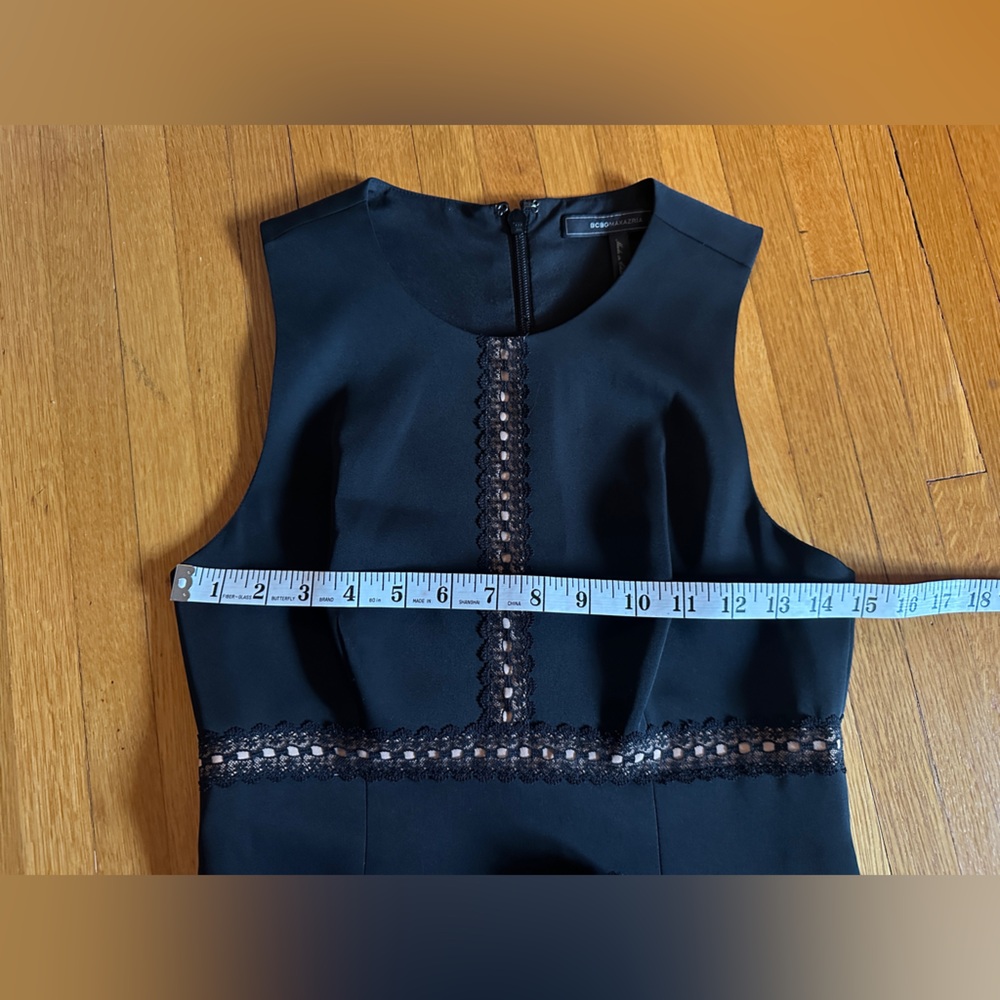 BCGBMaxAzria Maile Black & Beige Frilled Cocktail Dress, Size 2, NWOT - Picture 7 of 11